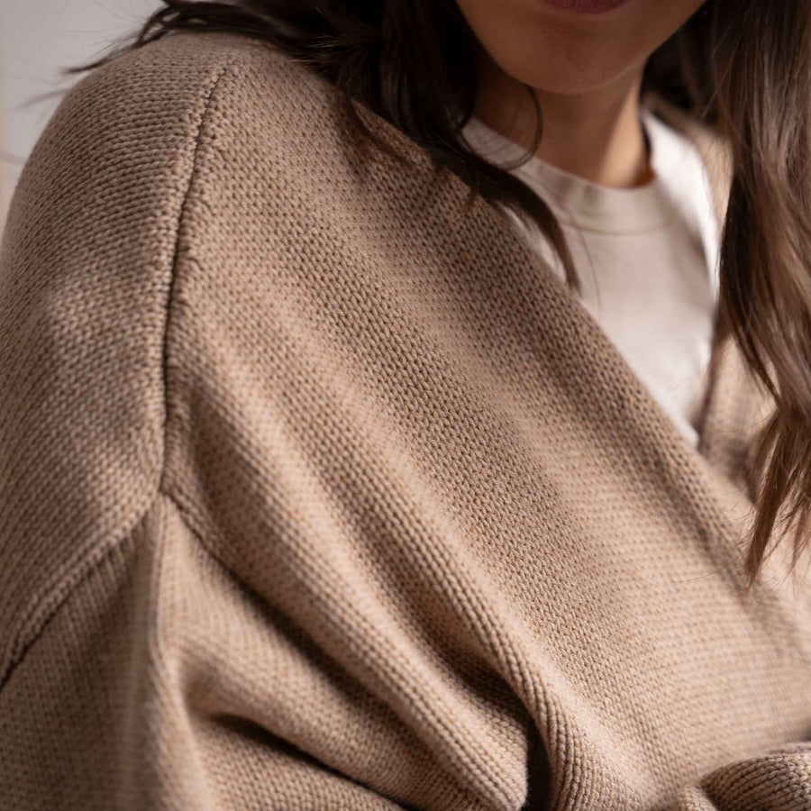 Vreda - Strick Cardigan aus Biobaumwolle, Beige