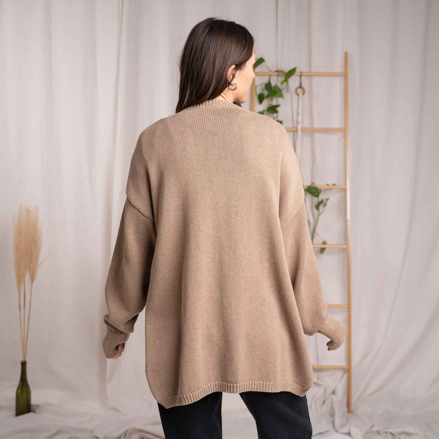 Vreda - Strick Cardigan aus Biobaumwolle, Beige