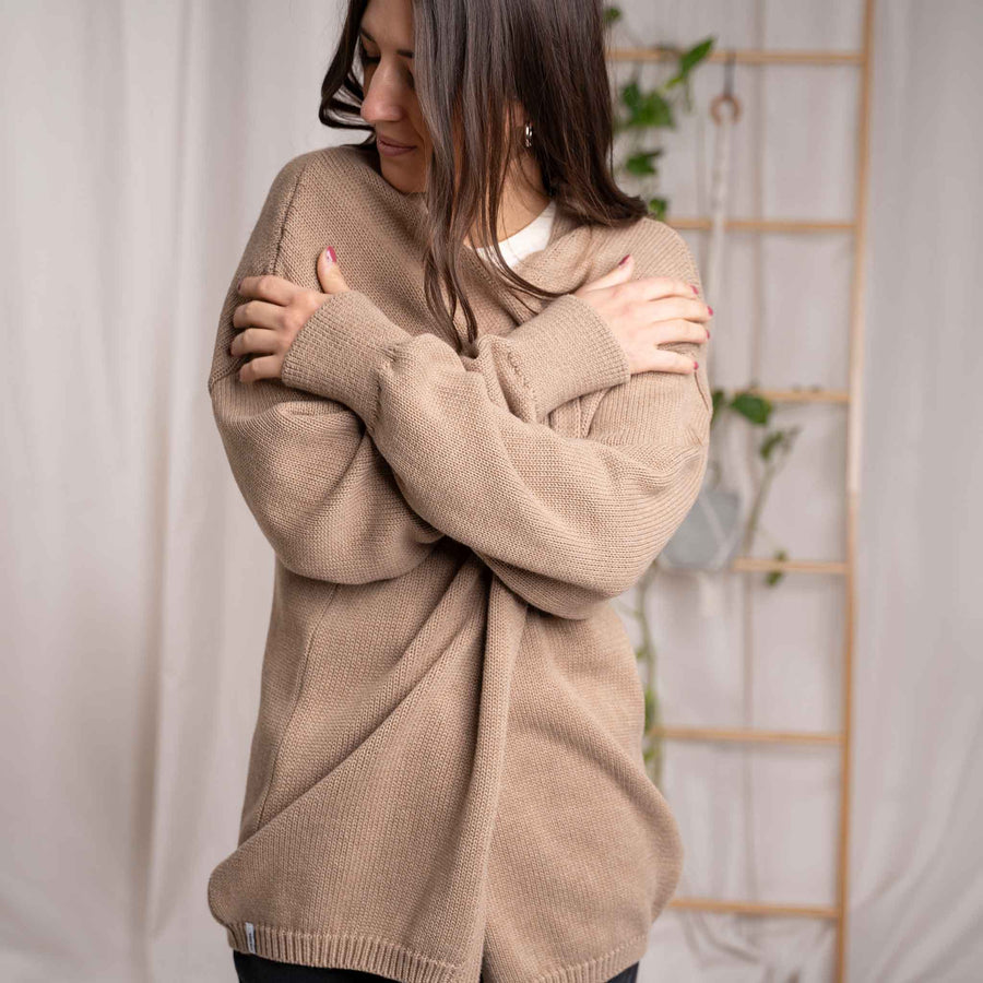 Vreda - Strick Cardigan aus Biobaumwolle, Beige