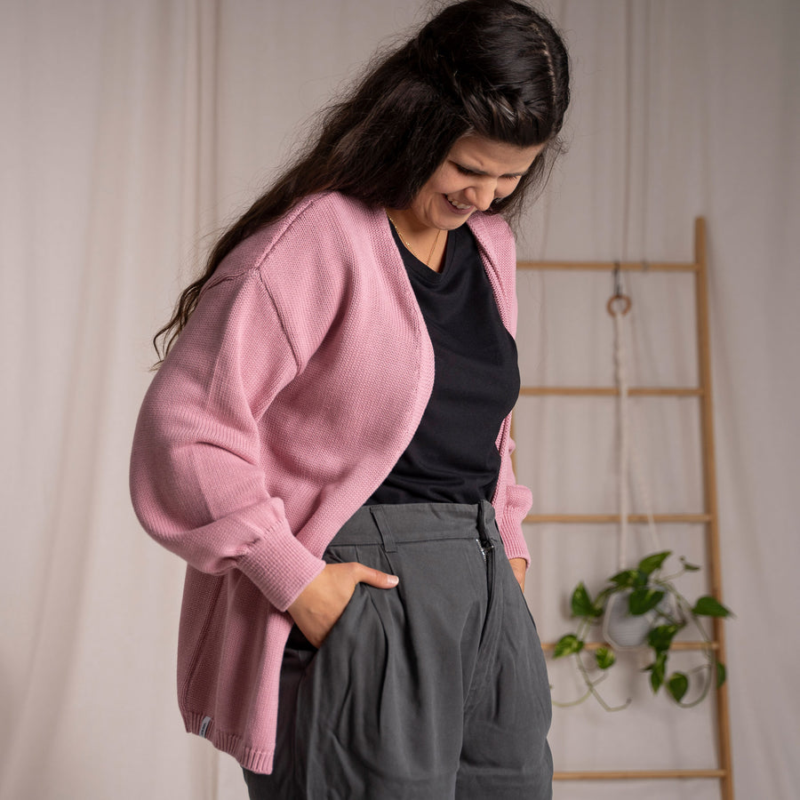 Vreda, Strick Cardigan aus Biobaumwolle, Rosa