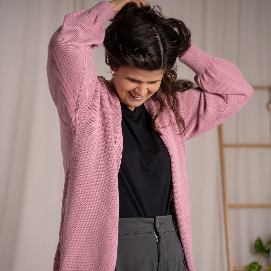 Vreda, Strick Cardigan aus Biobaumwolle, Rosa