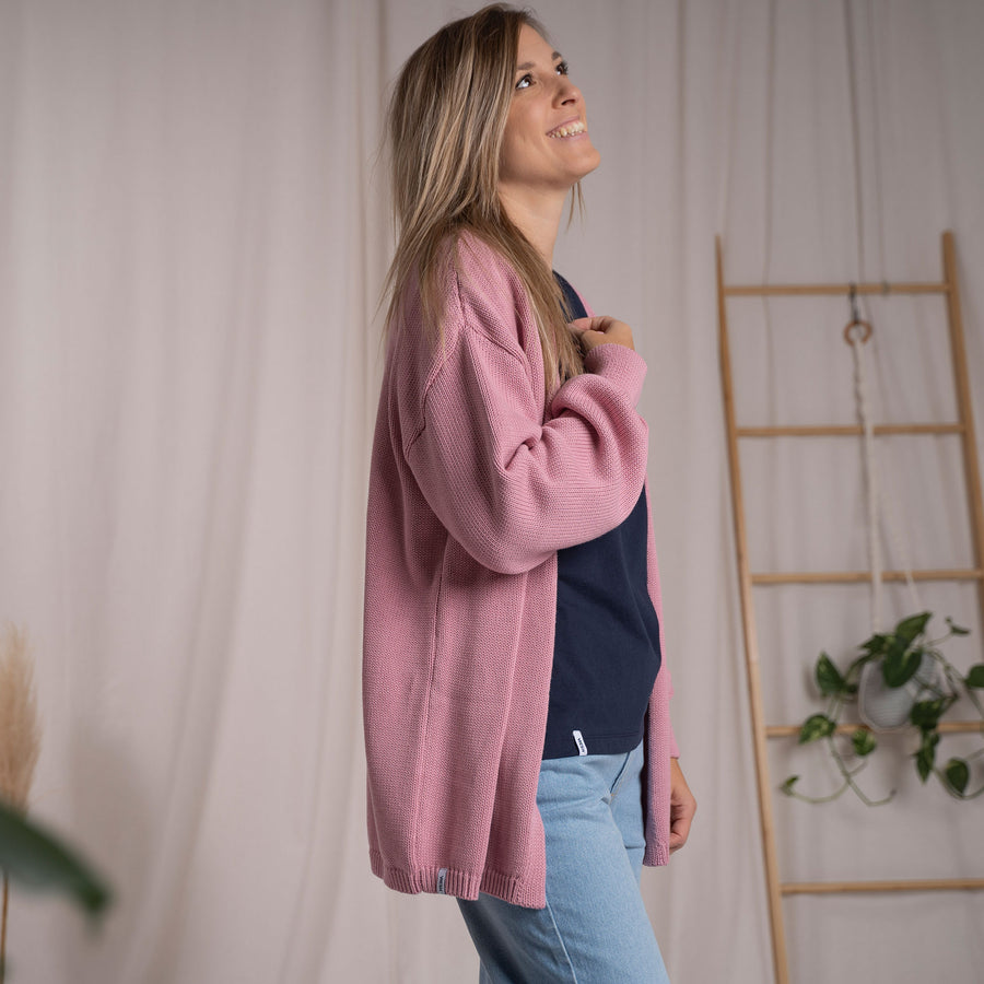 Vreda, Strick Cardigan aus Biobaumwolle, Rosa