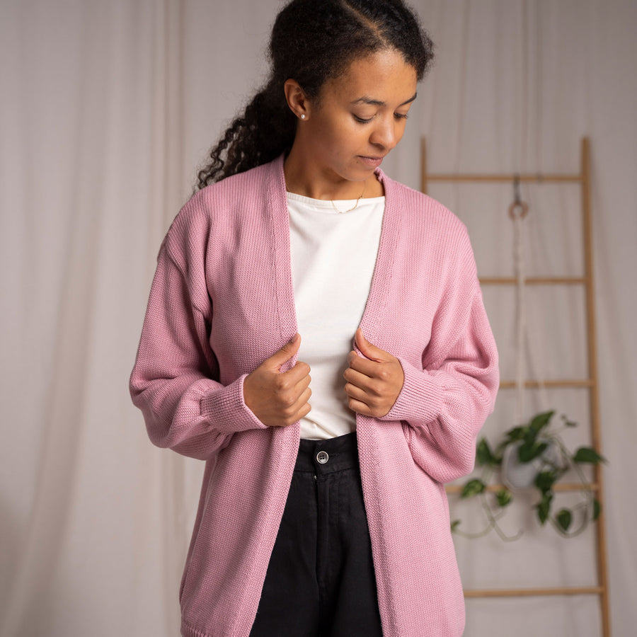 Vreda, Strick Cardigan aus Biobaumwolle, Rosa