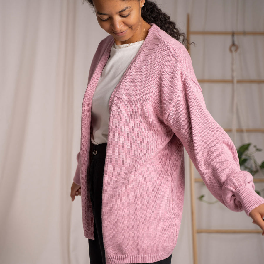 Vreda, Strick Cardigan aus Biobaumwolle, Rosa