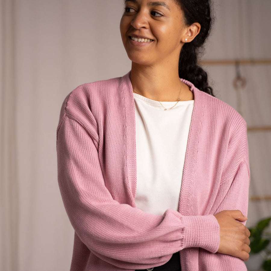 Vreda, Strick Cardigan aus Biobaumwolle, Rosa