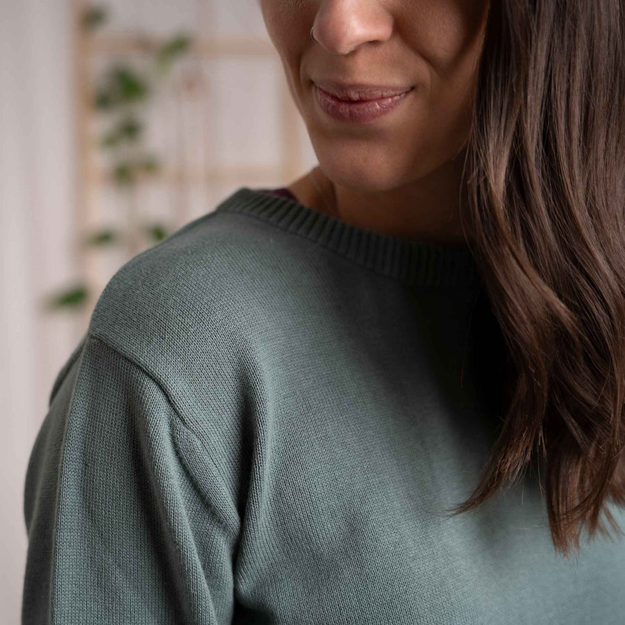 Vrenja - Klassischer Strickpullover aus Biobaumwolle, Grün