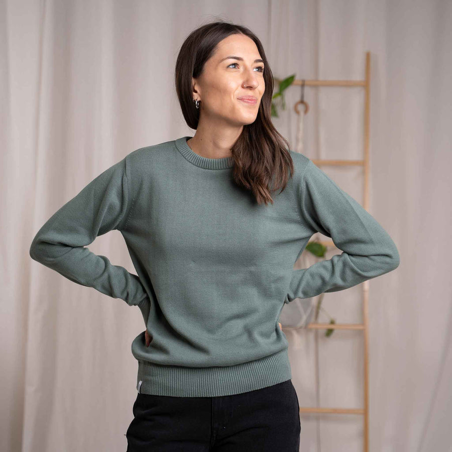 Vrenja - Klassischer Strickpullover aus Biobaumwolle, Grün