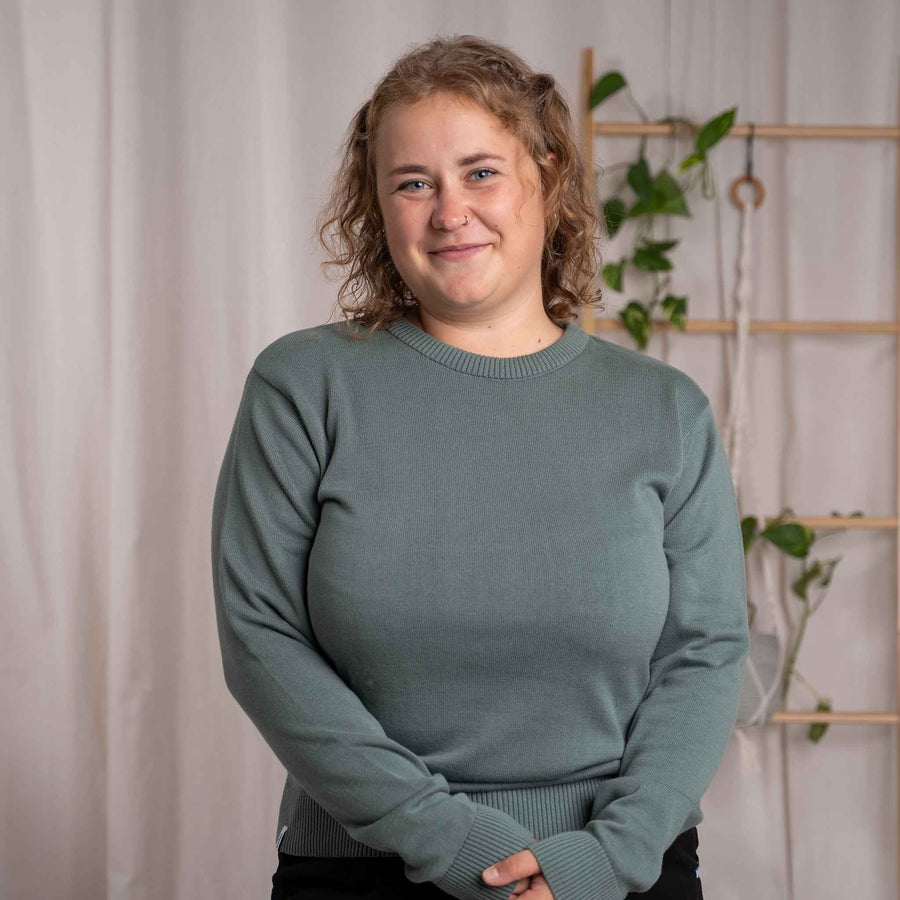 Vrenja - Klassischer Strickpullover aus Biobaumwolle, Grün