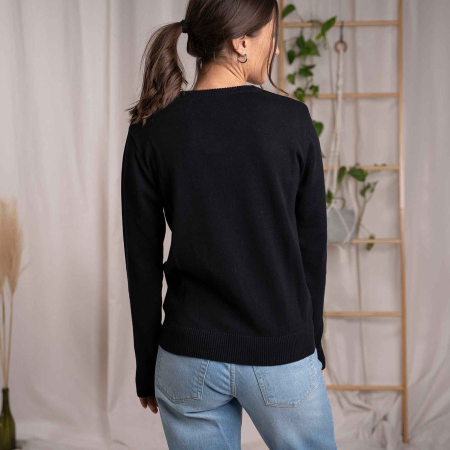 Vrenja - Klassischer Strickpullover aus Biobaumwolle, Schwarz