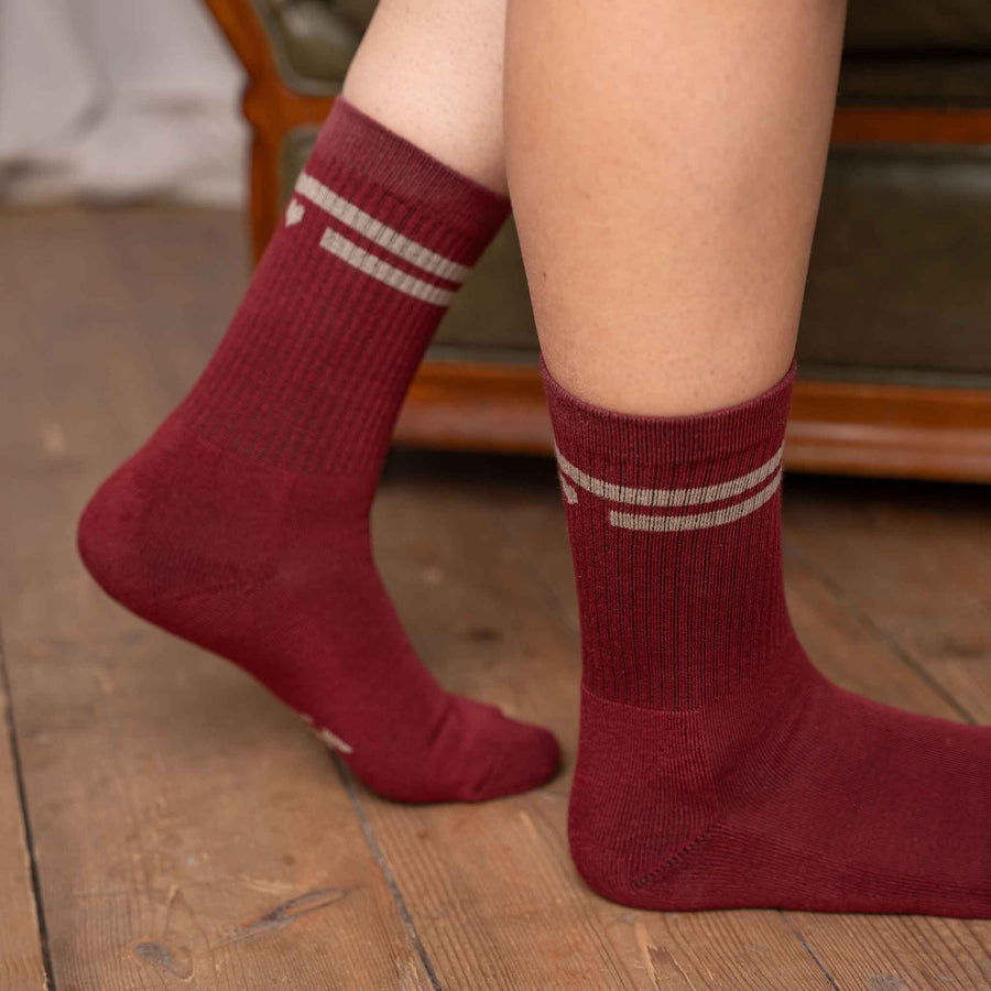 Vresh Verliebt - Tennis Socken aus Biobaumwoll-Mix, Burgundy