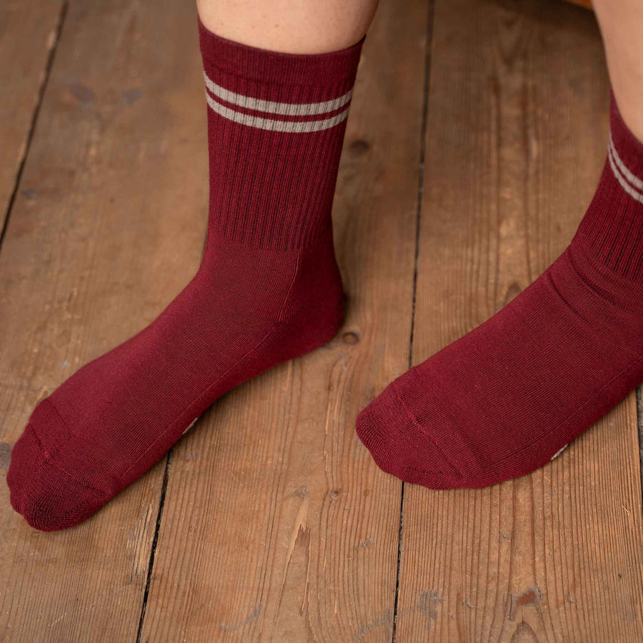 Vresh Verliebt - Tennis Socken aus Biobaumwoll-Mix, Burgundy