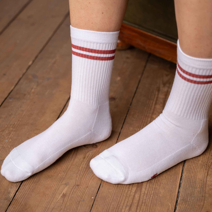 Vresh Verliebt - Tennis Socken aus Biobaumwoll-Mix, Weiß