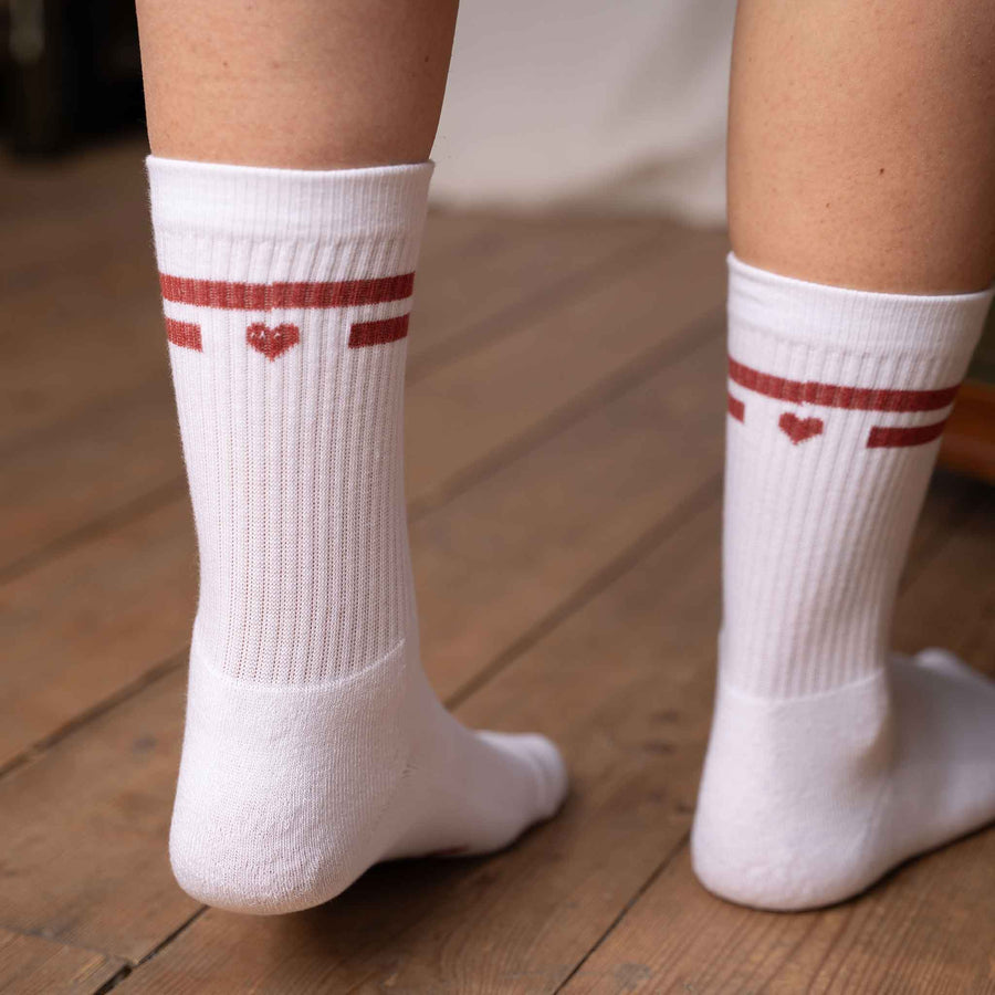 Vresh Verliebt - Tennis Socken aus Biobaumwoll-Mix, Weiß