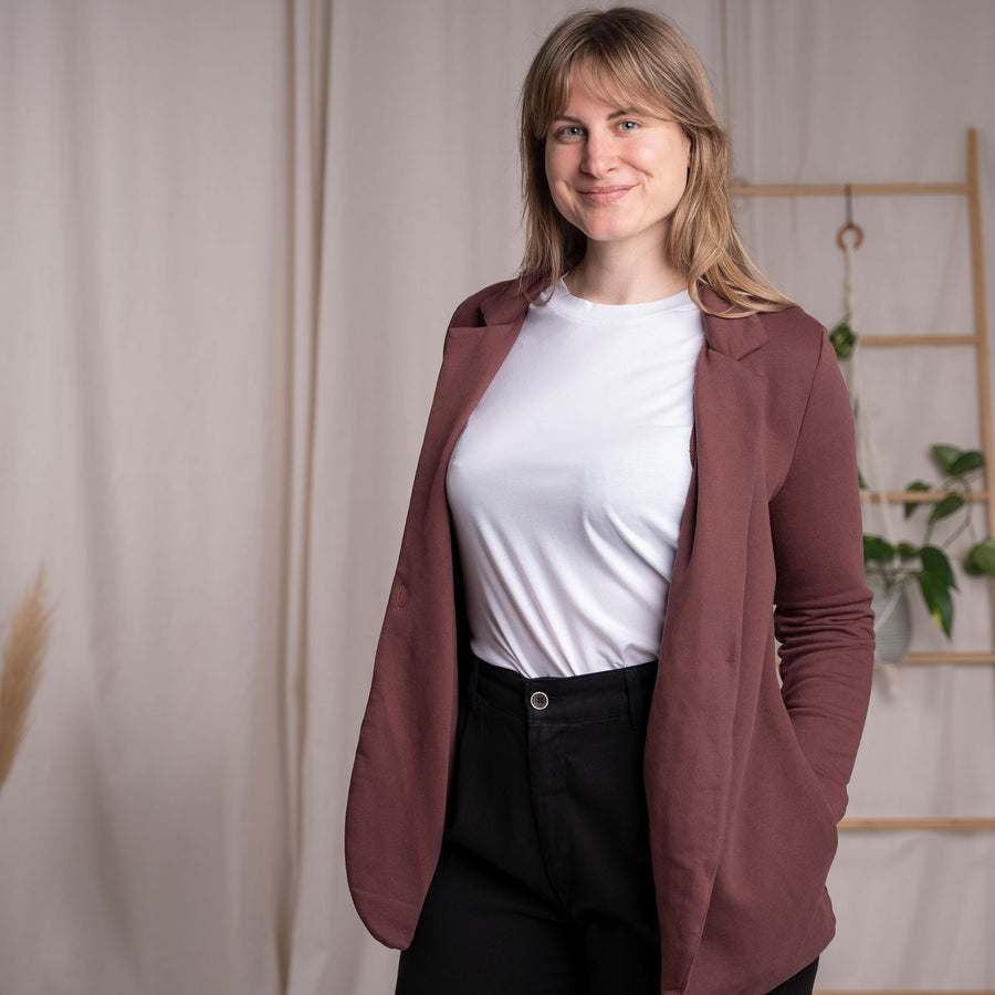 Vrieda - Blazer aus Biobaumwoll-Mix, Weinrot