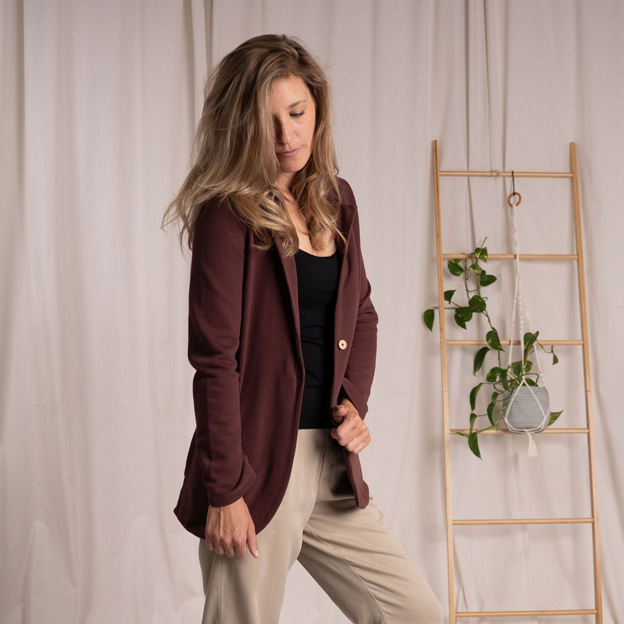 Vrieda - Blazer aus Biobaumwoll-Mix, Weinrot
