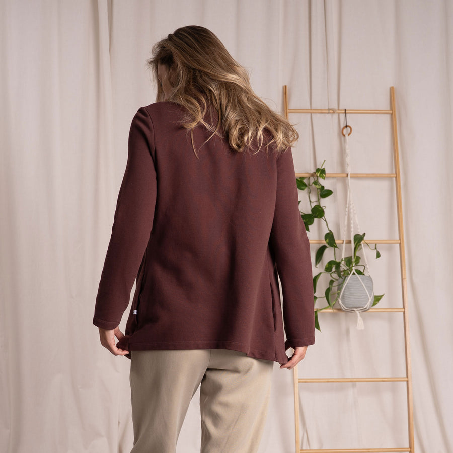 Vrieda - Blazer aus Biobaumwoll-Mix, Weinrot
