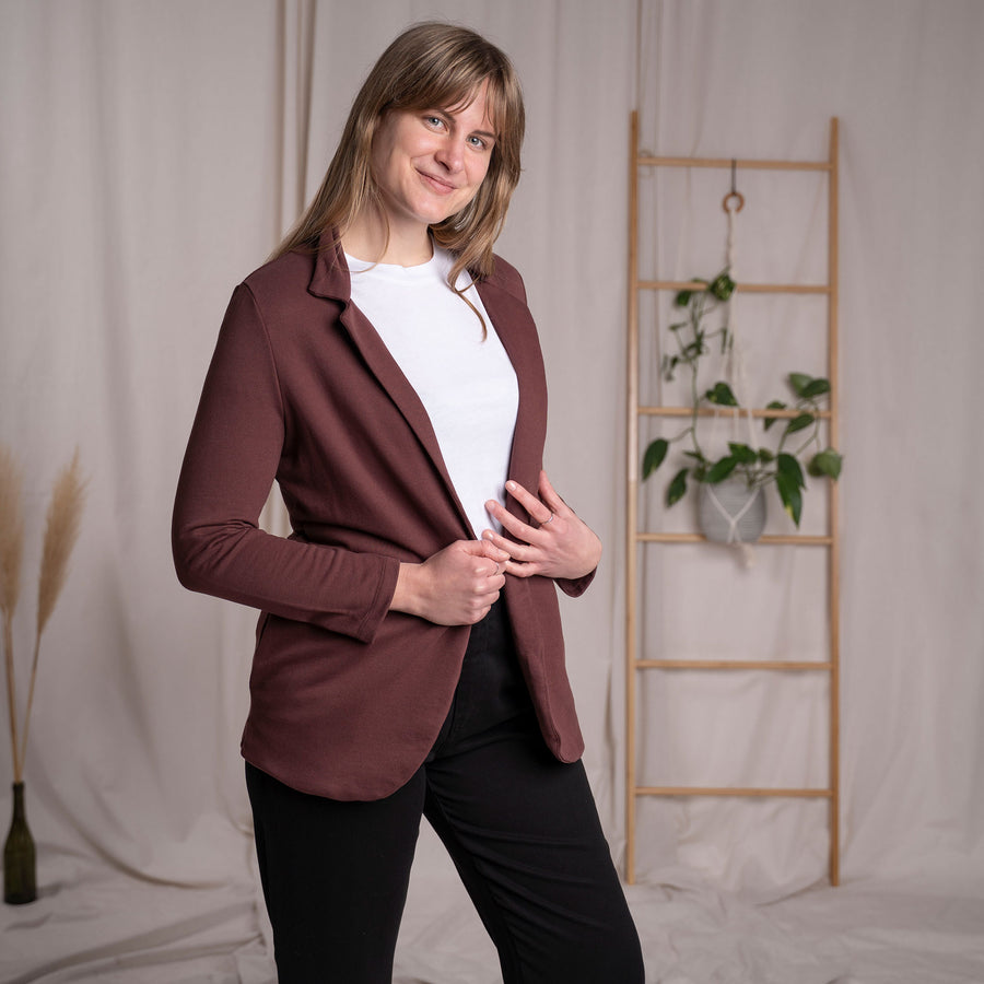 Vrieda - Blazer aus Biobaumwoll-Mix, Weinrot