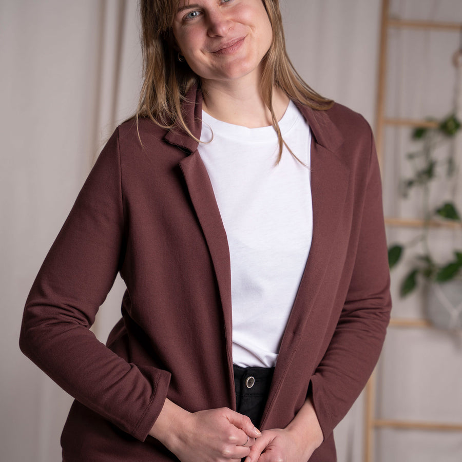 Vrieda - Blazer aus Biobaumwoll-Mix, Weinrot