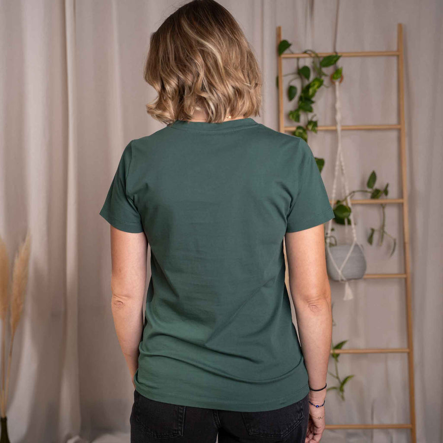 Vroni - V-Neck T-Shirt aus Biobaumwolle, Dunkelgrün