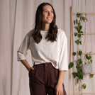 Vylda - 3/4 Crop-Top Locker aus Tencel-Mix, Ecru