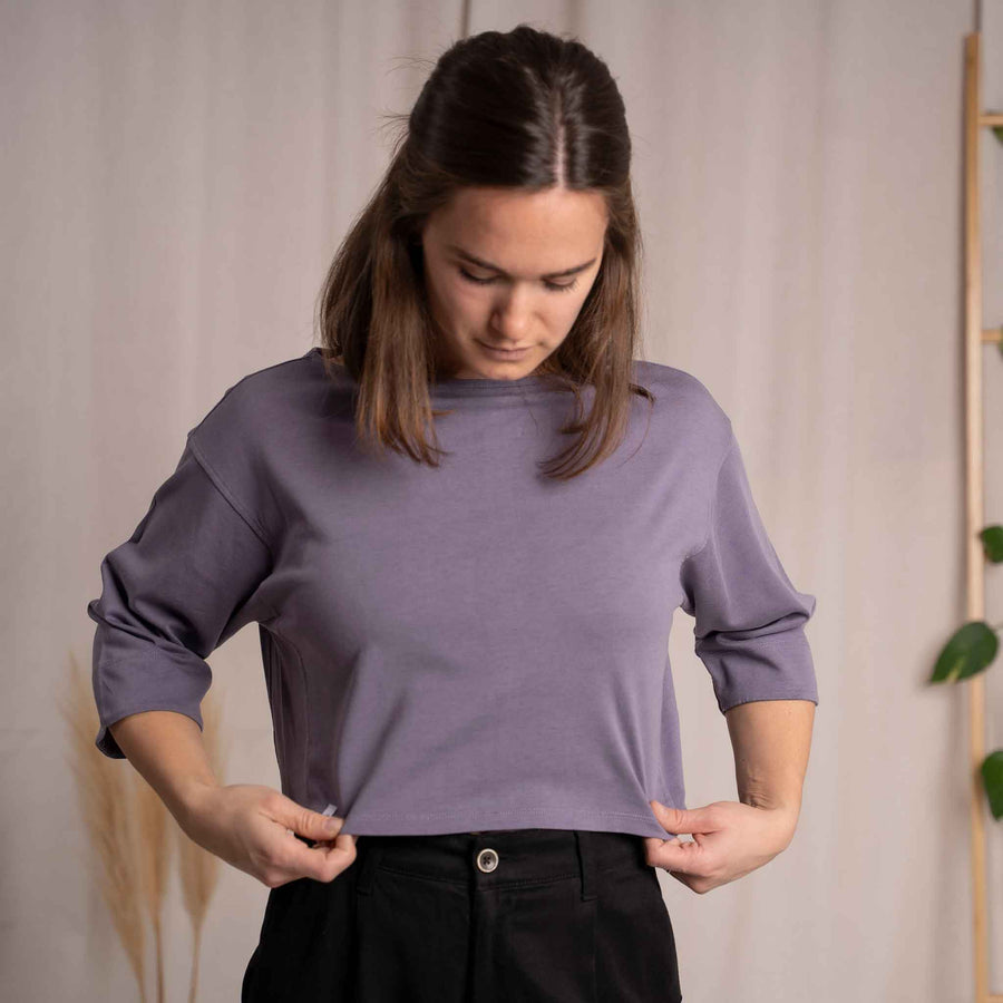 Vylda - 3/4 Crop-Top Locker aus Tencel-Mix, Lila