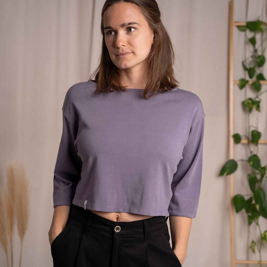 Vylda - 3/4 Crop-Top Locker aus Tencel-Mix, Lila