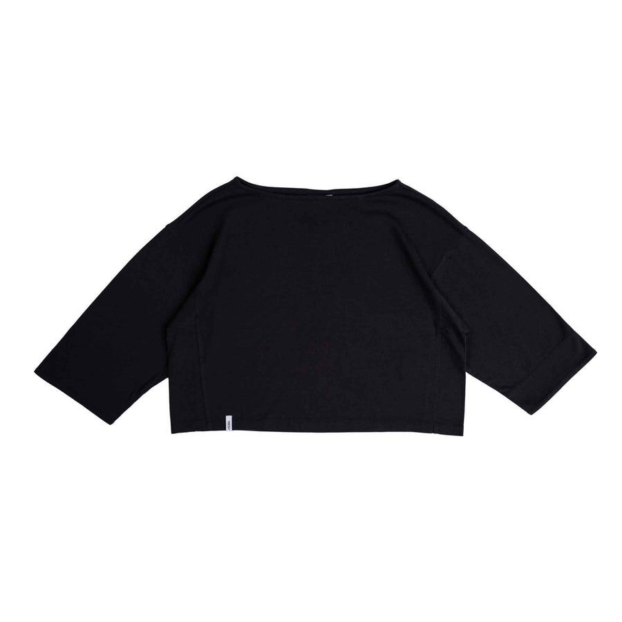 Vylda - 3/4 Crop-Top Locker aus Tencel-Mix, Schwarz