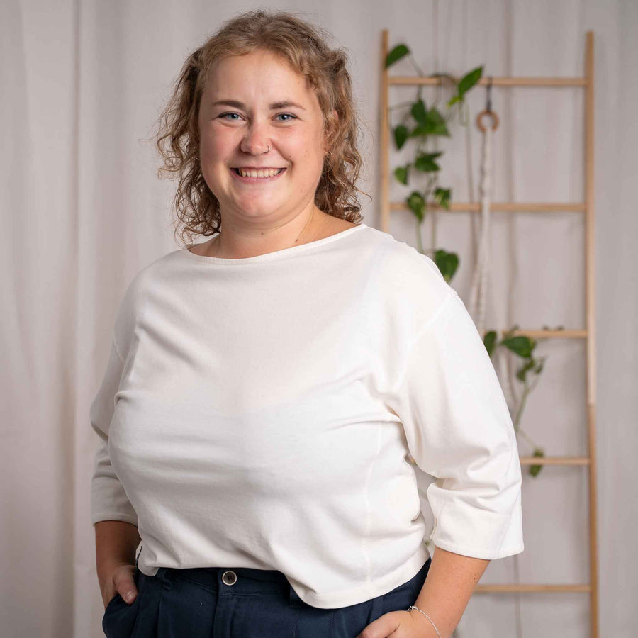 Vylda - 3/4 Crop-Top Locker aus Tencel-Mix, Ecru