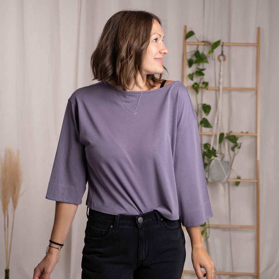 Vylda - 3/4 Crop-Top Locker aus Tencel-Mix, Lila