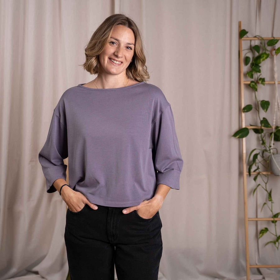 Vylda - 3/4 Crop-Top Locker aus Tencel-Mix, Lila