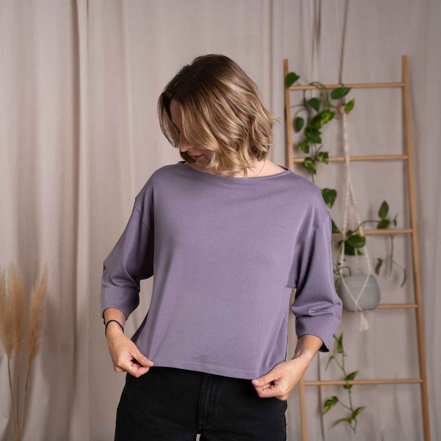 Vylda - 3/4 Crop-Top Locker aus Tencel-Mix, Lila
