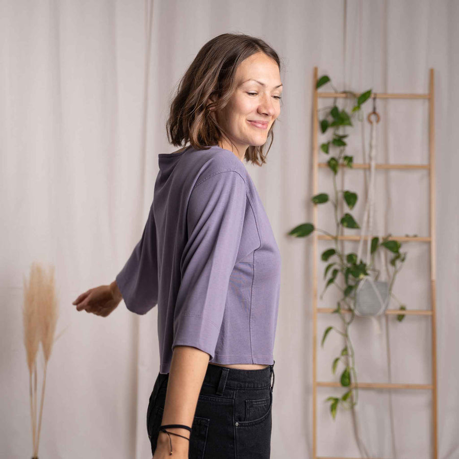 Vylda - 3/4 Crop-Top Locker aus Tencel-Mix, Lila