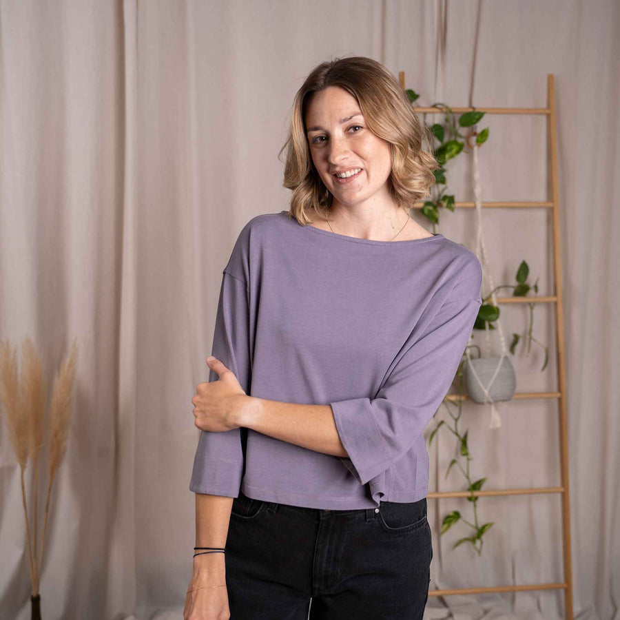 Vylda - 3/4 Crop-Top Locker aus Tencel-Mix, Lila