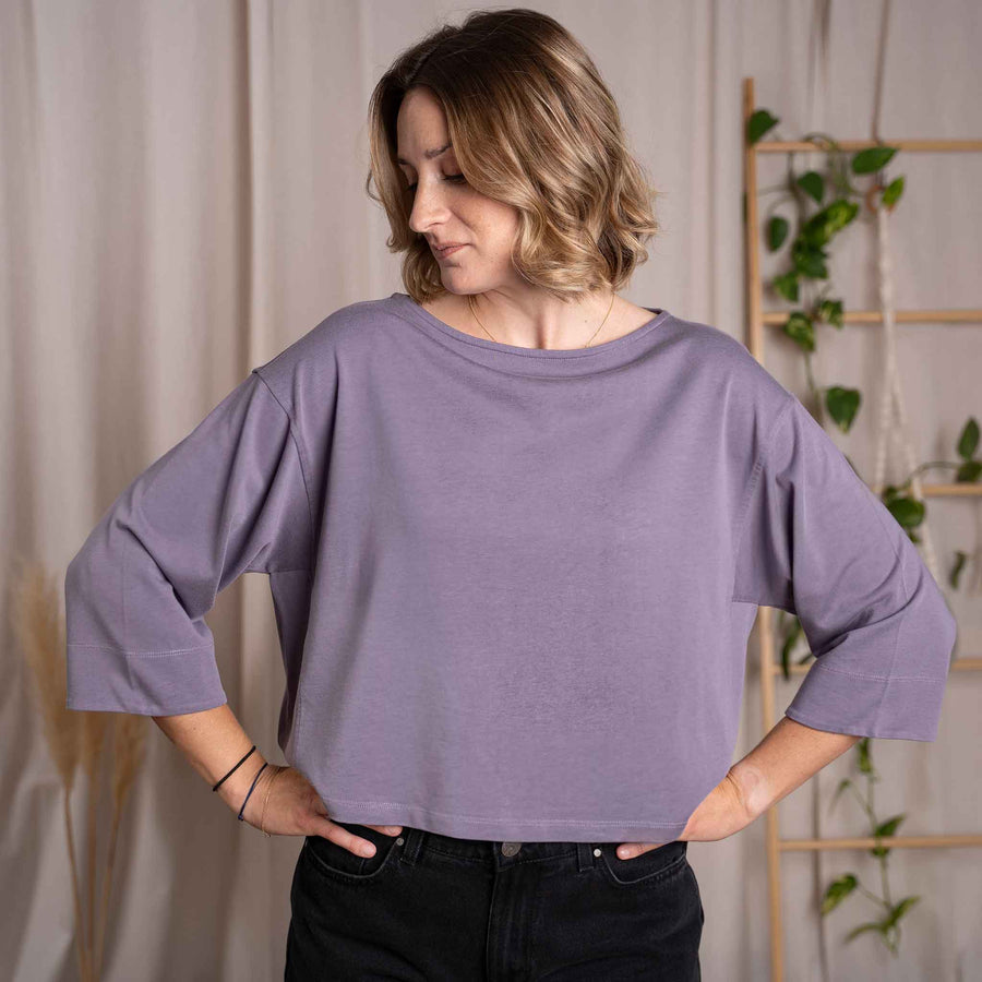 Vylda - 3/4 Crop-Top Locker aus Tencel-Mix, Lila