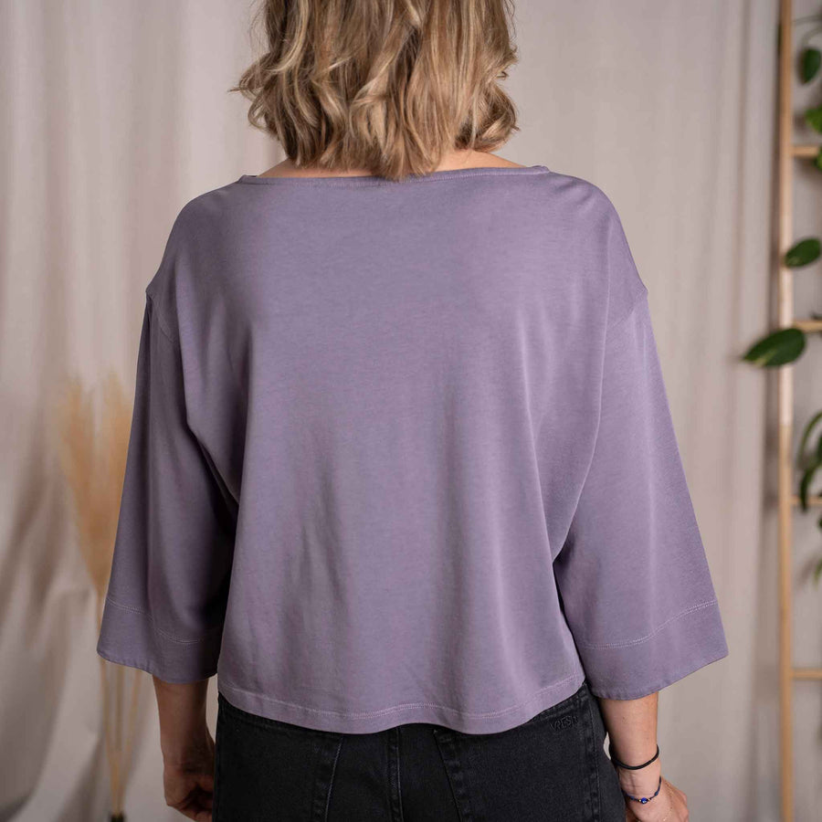 Vylda - 3/4 Crop-Top Locker aus Tencel-Mix, Lila