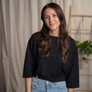 Vylda - 3/4 Crop-Top Locker mit TENCEL™ Lyocell, Schwarz