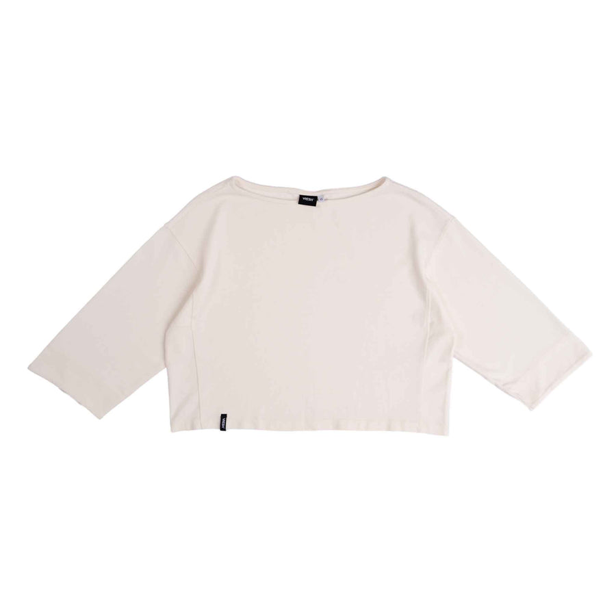 Vylda - 3/4 Crop-Top Locker aus Tencel-Mix, Ecru