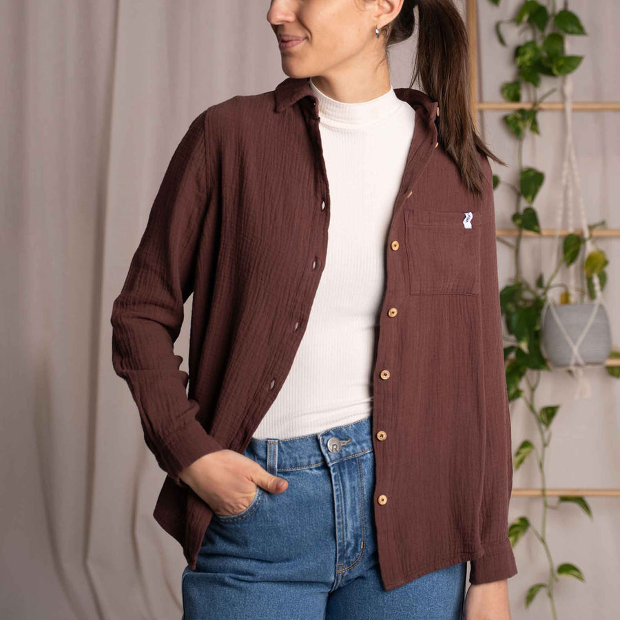 Vyllin - Musselin Hemd aus Biobaumwolle, Weinrot