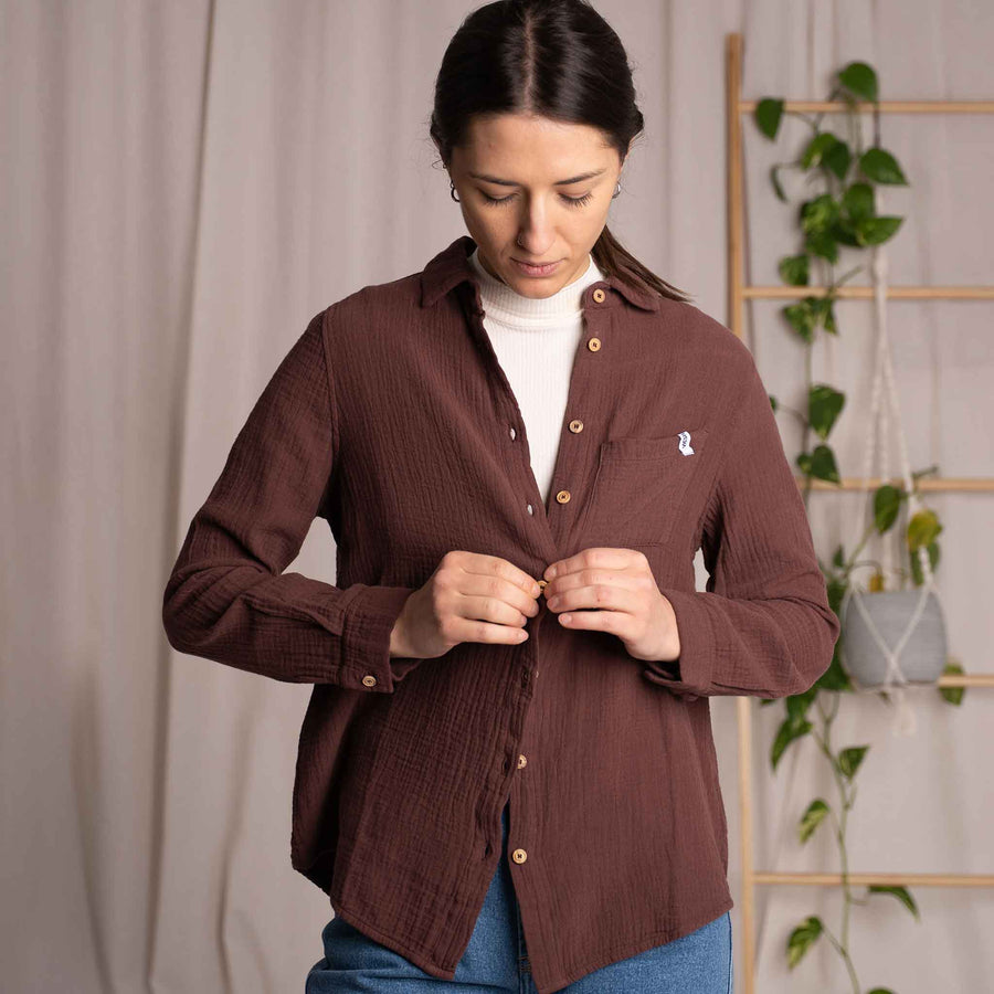 Vyllin - Musselin Hemd aus Biobaumwolle, Weinrot