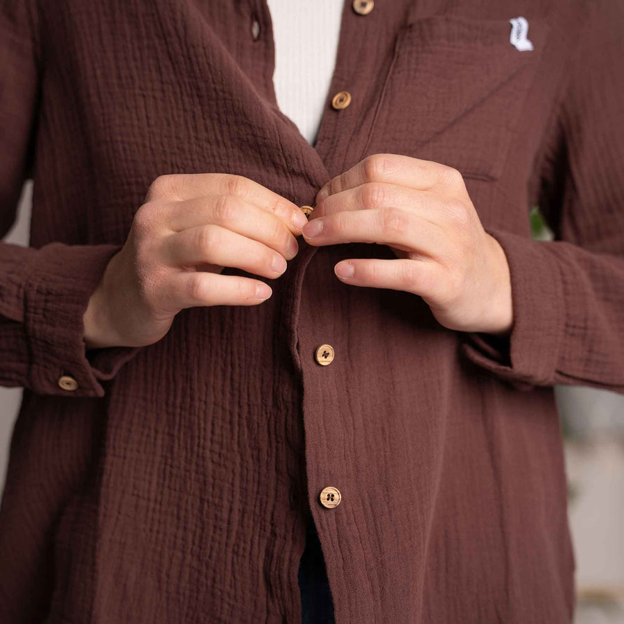 Vyllin - Musselin Hemd aus Biobaumwolle, Weinrot