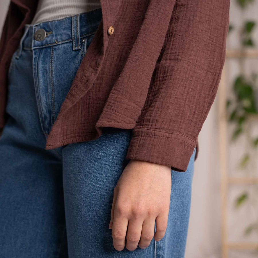 Vyllin - Musselin Hemd aus Biobaumwolle, Weinrot