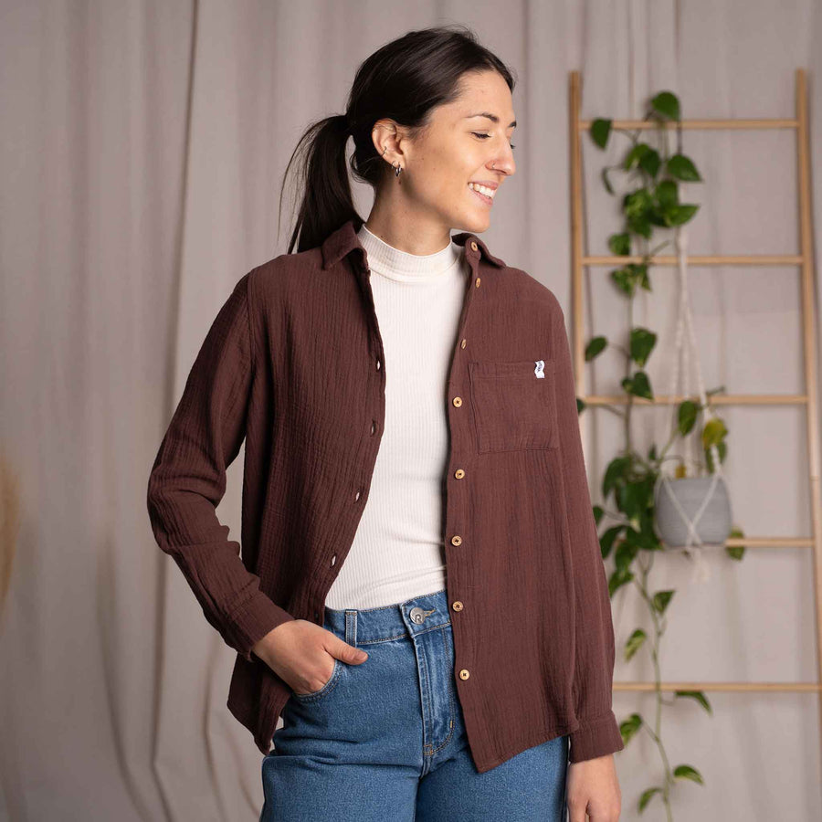 Vyllin - Musselin Hemd aus Biobaumwolle, Weinrot