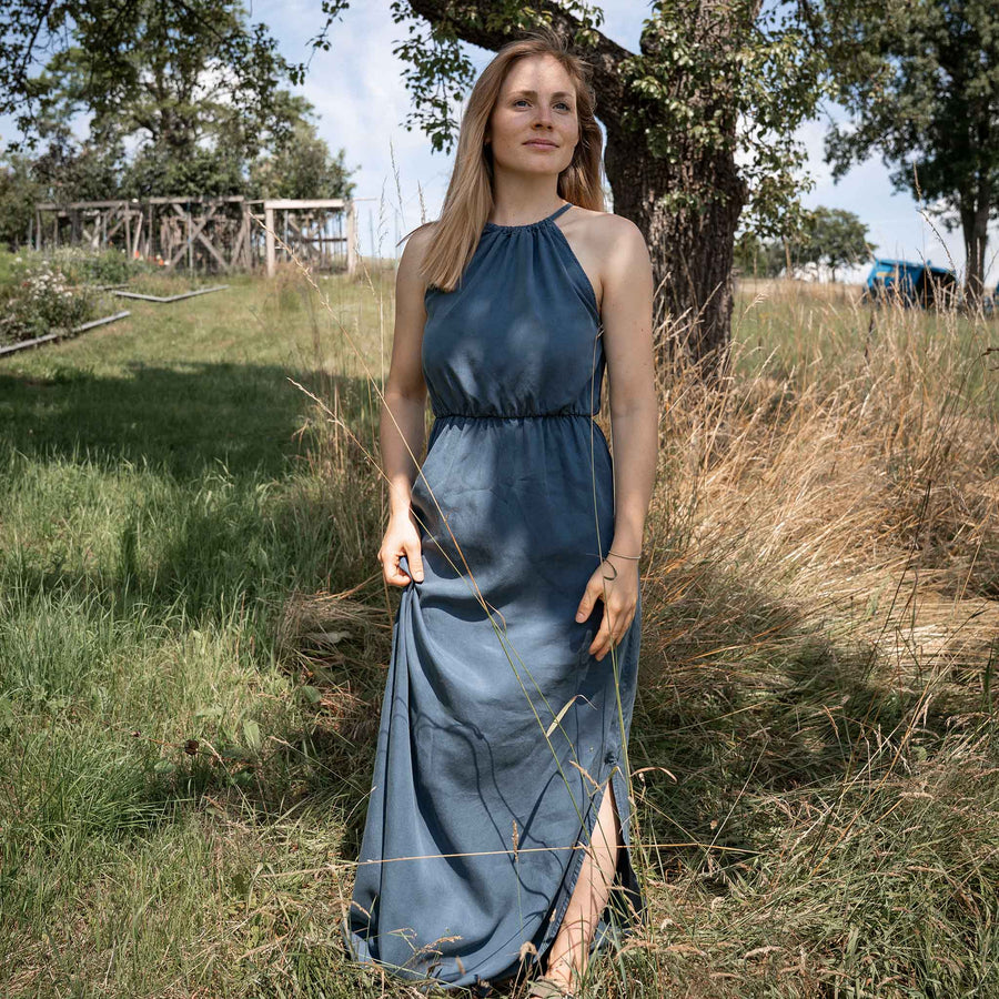 Yvonne - Maxi Kleid aus Tencel, Ozeanblau