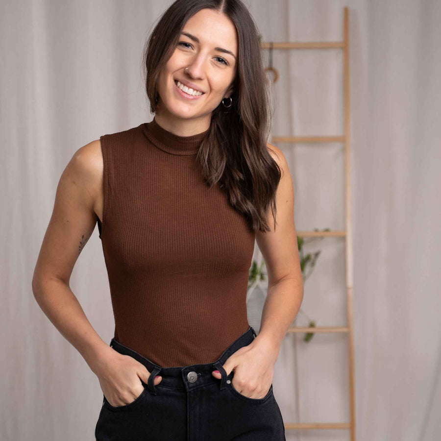 Ovelia - Neck-Top aus Bambus, Kastanie