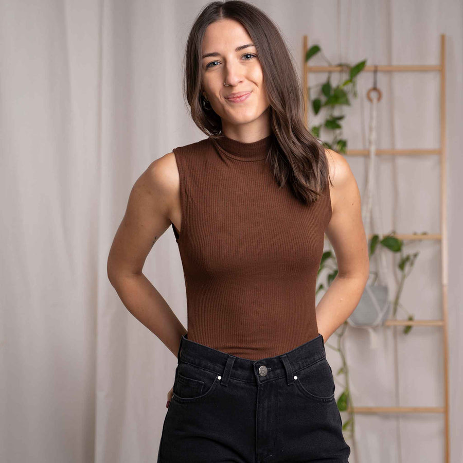 Ovelia - Neck-Top aus Bambus, Kastanie