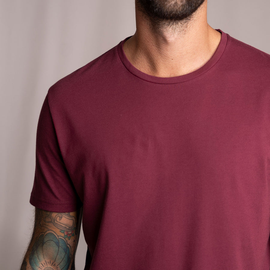 Stevan - Classic Fit T-Shirt aus Biobaumwoll-Mix, Burgundy