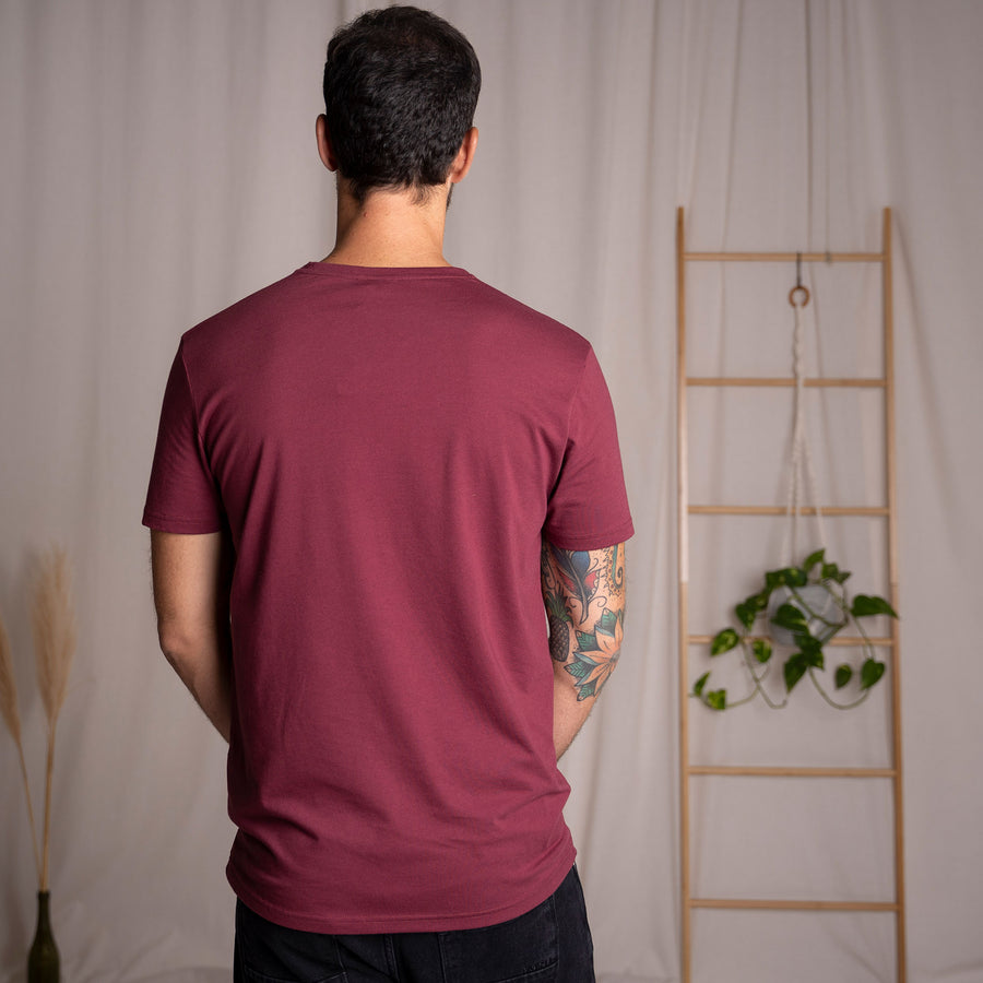 Stevan - Classic Fit T-Shirt aus Biobaumwoll-Mix, Burgundy