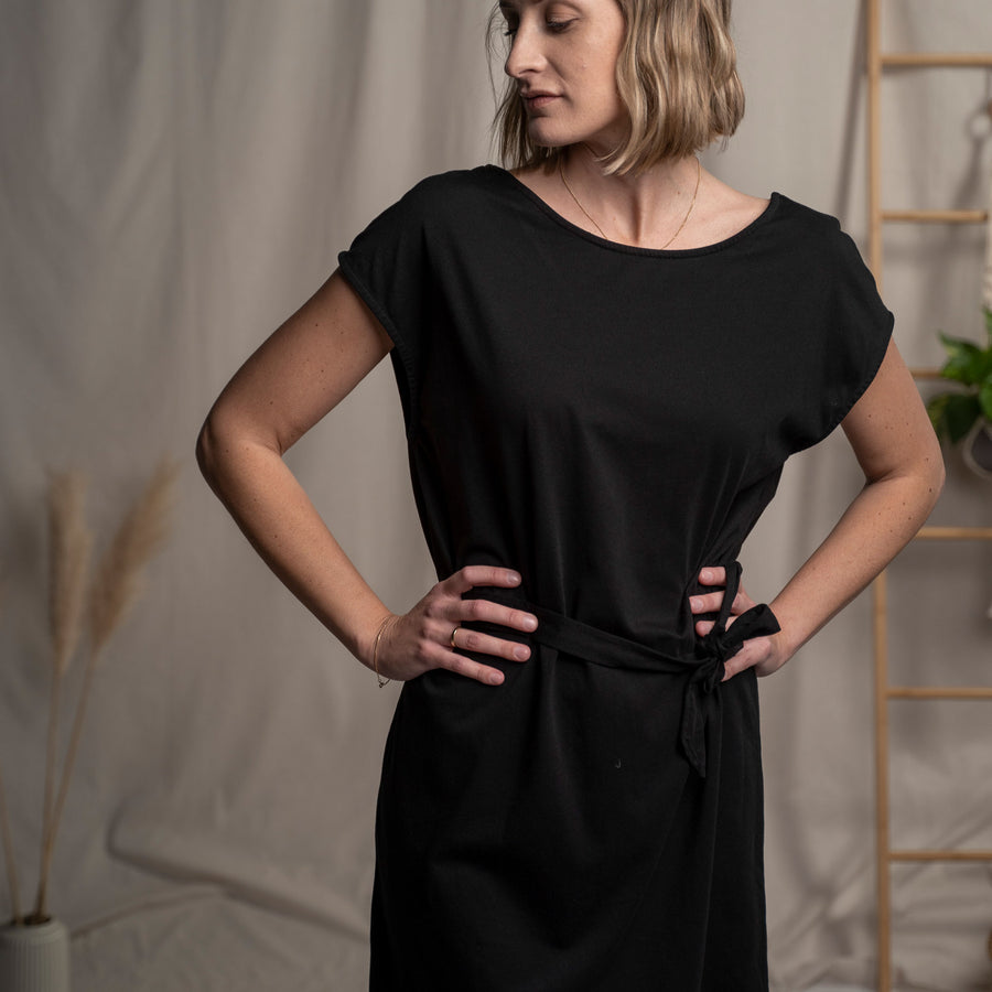 Vernanda - Jersey Kleid aus Biobaumwoll-Mix, Schwarz