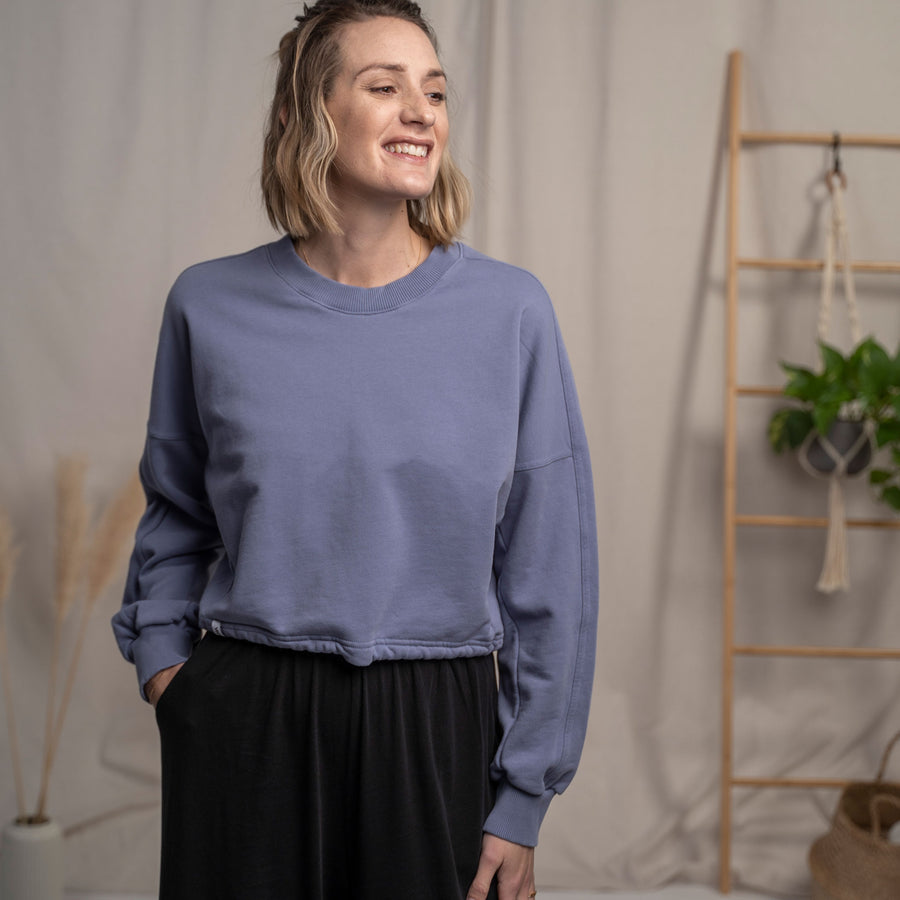 Vlavienne - Crop-Sweater aus Biobaumwolle, Lila