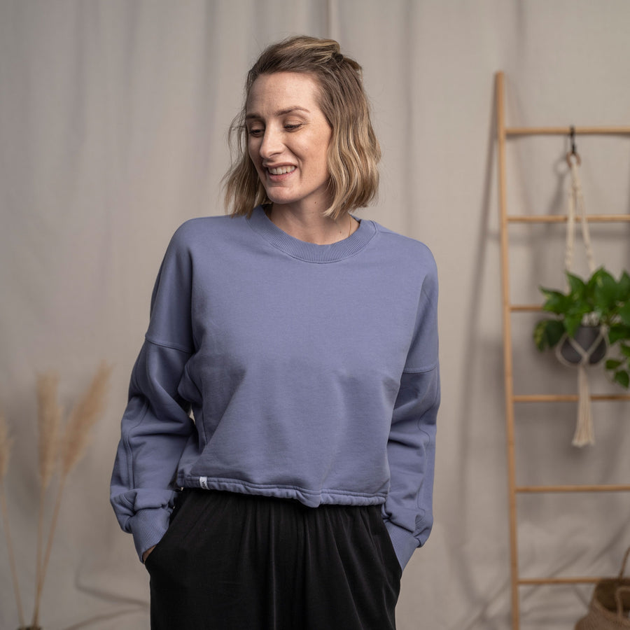 Vlavienne - Crop-Sweater aus Biobaumwolle, Lila
